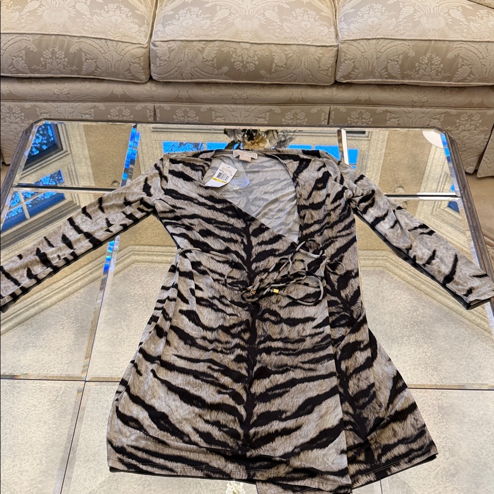 Michael Kors Black and Gray Animal Print Dress